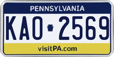 PA license plate KAO2569
