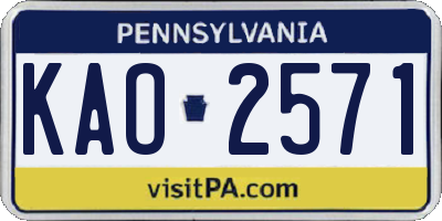 PA license plate KAO2571