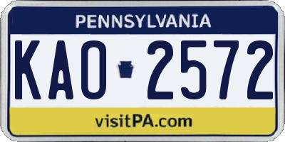 PA license plate KAO2572