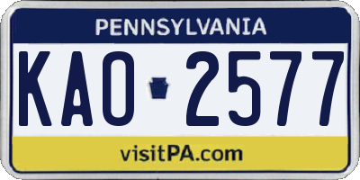 PA license plate KAO2577