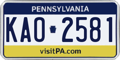 PA license plate KAO2581