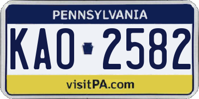 PA license plate KAO2582