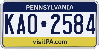 PA license plate KAO2584