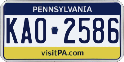 PA license plate KAO2586