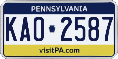 PA license plate KAO2587