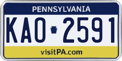 PA license plate KAO2591
