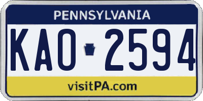 PA license plate KAO2594