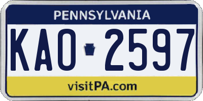 PA license plate KAO2597