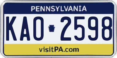 PA license plate KAO2598