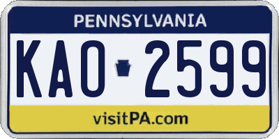 PA license plate KAO2599