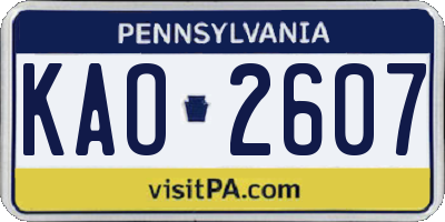 PA license plate KAO2607