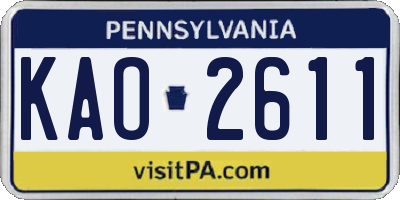PA license plate KAO2611