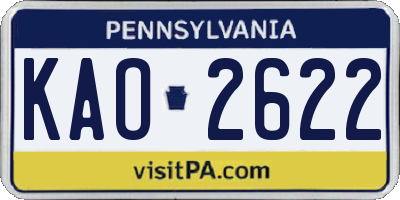 PA license plate KAO2622