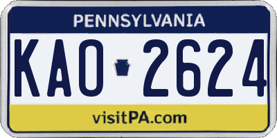 PA license plate KAO2624