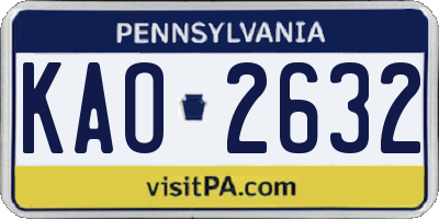 PA license plate KAO2632