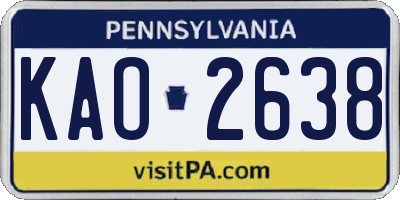PA license plate KAO2638