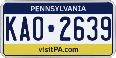 PA license plate KAO2639