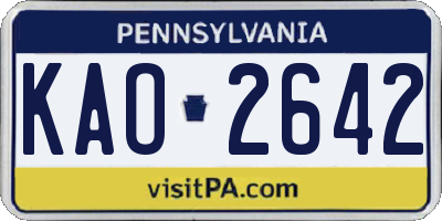 PA license plate KAO2642