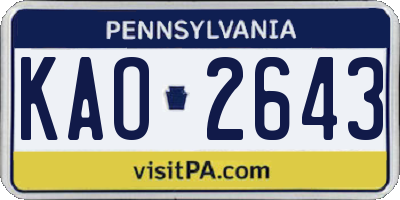 PA license plate KAO2643