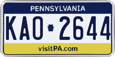 PA license plate KAO2644