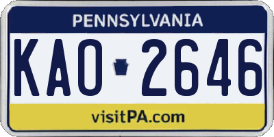 PA license plate KAO2646