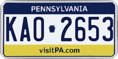 PA license plate KAO2653