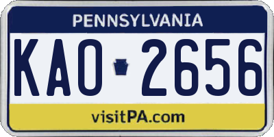 PA license plate KAO2656