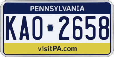 PA license plate KAO2658