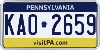 PA license plate KAO2659