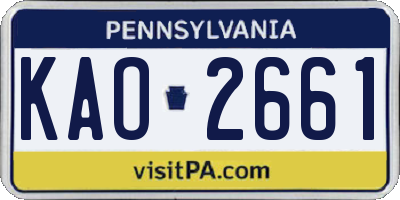 PA license plate KAO2661
