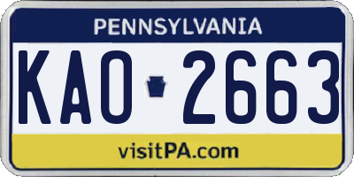 PA license plate KAO2663