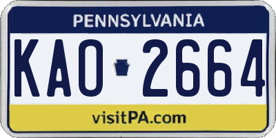 PA license plate KAO2664