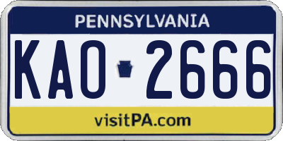 PA license plate KAO2666