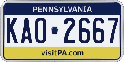 PA license plate KAO2667