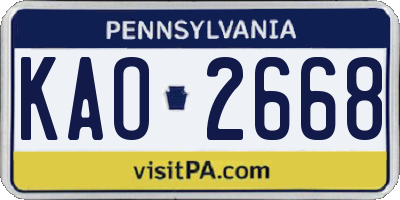 PA license plate KAO2668