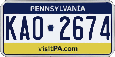 PA license plate KAO2674