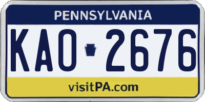 PA license plate KAO2676
