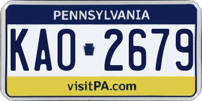 PA license plate KAO2679