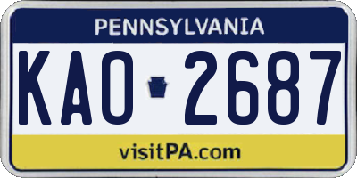 PA license plate KAO2687