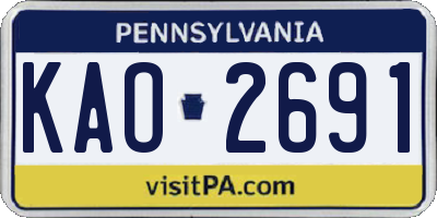 PA license plate KAO2691