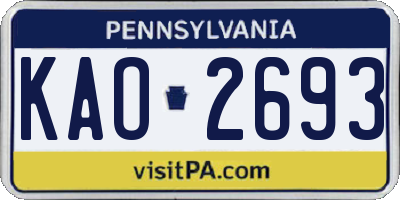 PA license plate KAO2693
