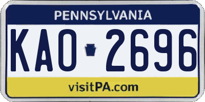 PA license plate KAO2696