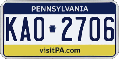 PA license plate KAO2706