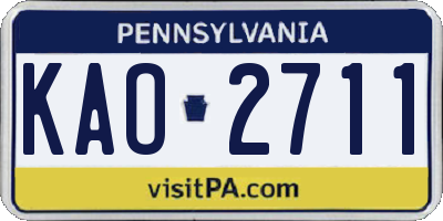 PA license plate KAO2711