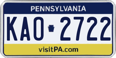 PA license plate KAO2722