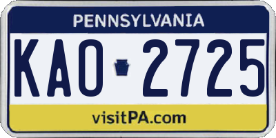 PA license plate KAO2725