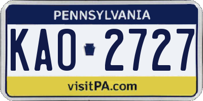 PA license plate KAO2727
