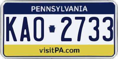 PA license plate KAO2733