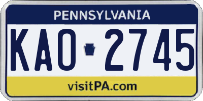 PA license plate KAO2745