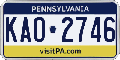 PA license plate KAO2746